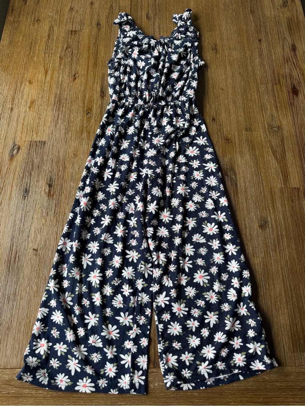 3/20$ Girls Navy Floral Jumpsuit with Daisy Print size 8